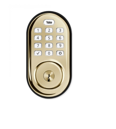 Yale Residential Push Button Deadbolt Lock - Brass