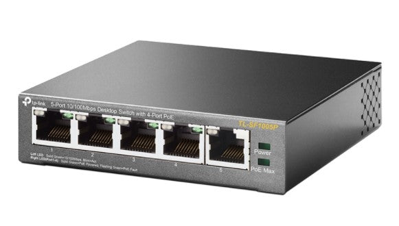 TP Link 5-Port 10/100Mbps Desktop Switch with 4-Port PoE (TL-SF1005P)